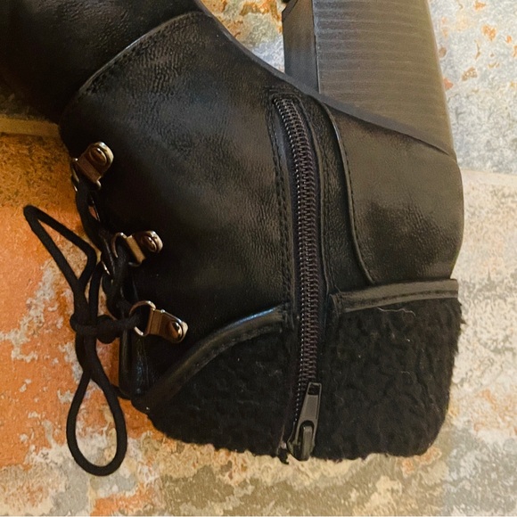 🥤Sassy Black Soda Metal Laced Fur Heeled Booties! - Picture 12 of 12